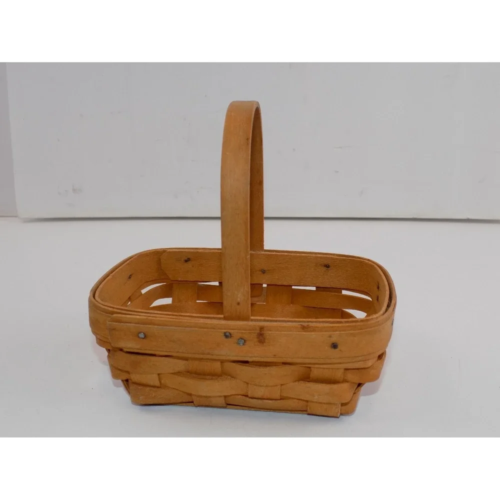 Parsley Booking Basket Woven Small Rectangle w/ Handle 1999 Longaberger Vintage